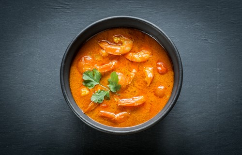 crevettes au curry et au lait de coco